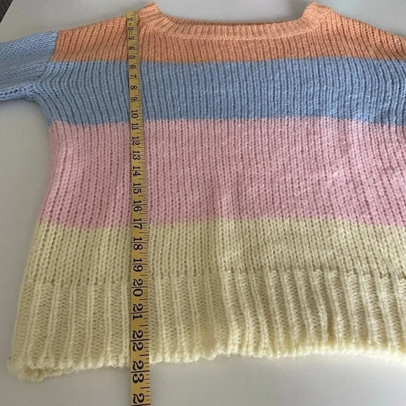 Lovers And Friends Pastel Preppy Balloon Sleeve Sweater S Wool Alpaca Stripes - Picture 5 of 9
